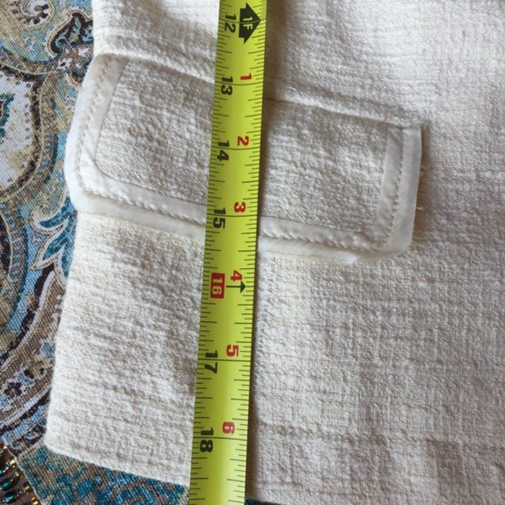 Banana Republic Cropped Jacket Cream Cotton Rayon Raw Edge Double Breasted 0 - Picture 7 of 8